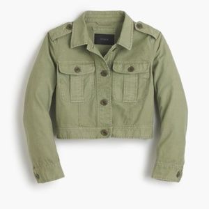 J.Crew Cropped Military Button-Up Jacket in Green